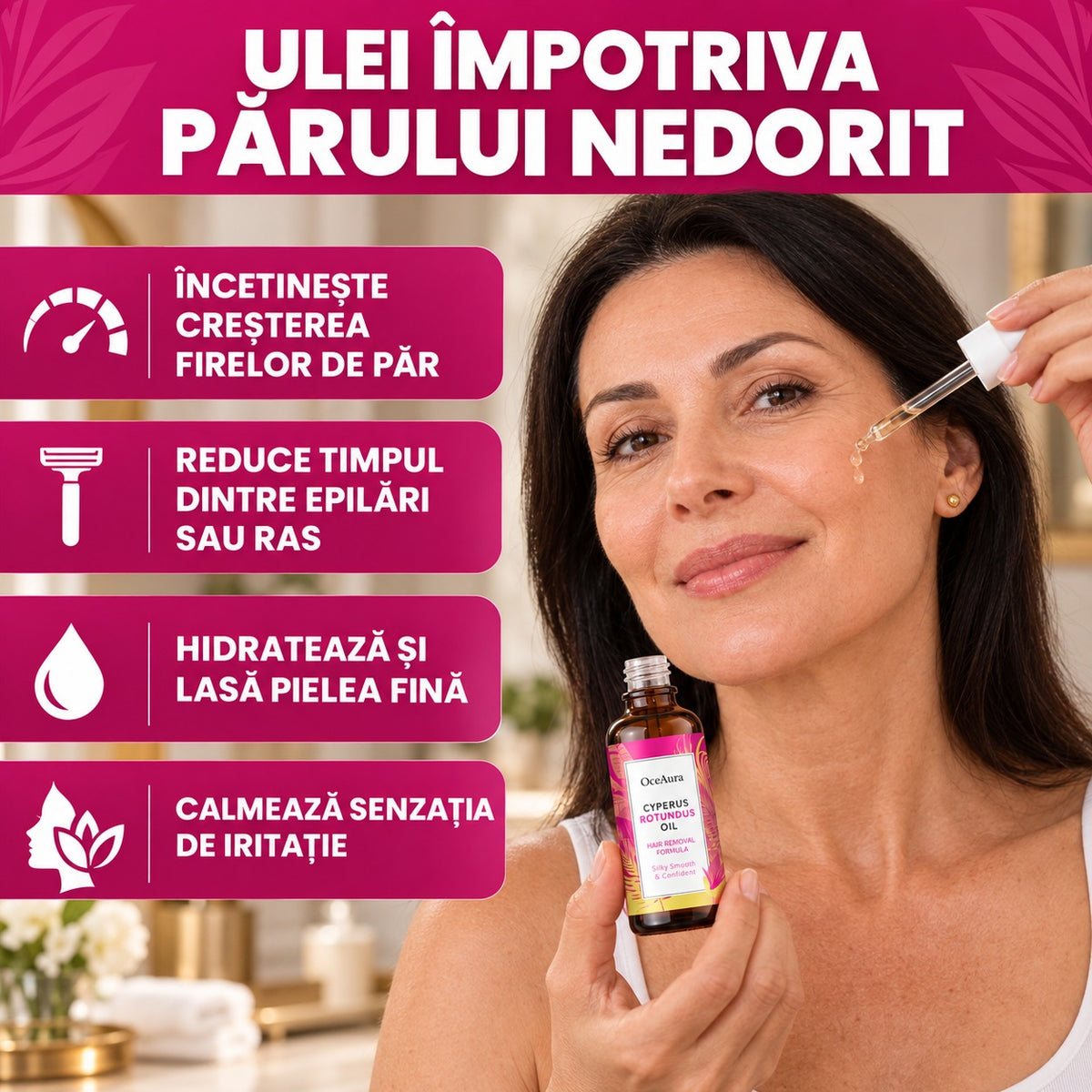 Ulei anti-creștere a firelor de păr – mai puține fire nedorite, mai puține zone iritate, piele fină mai mult timp