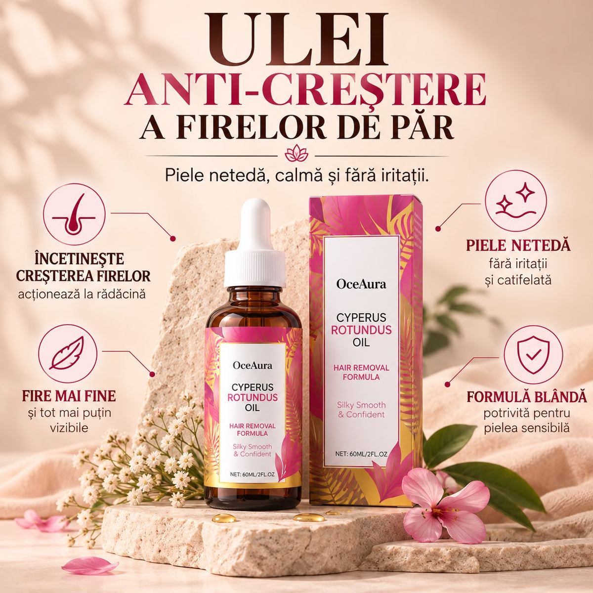 Ulei anti-creștere a firelor de păr – mai puține fire nedorite, mai puține zone iritate, piele fină mai mult timp